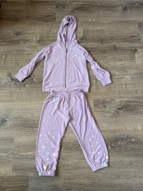 Chaser Other - Chaser Lavender Star Print Kids Hoodie Jumpsuit with Pastel Stars